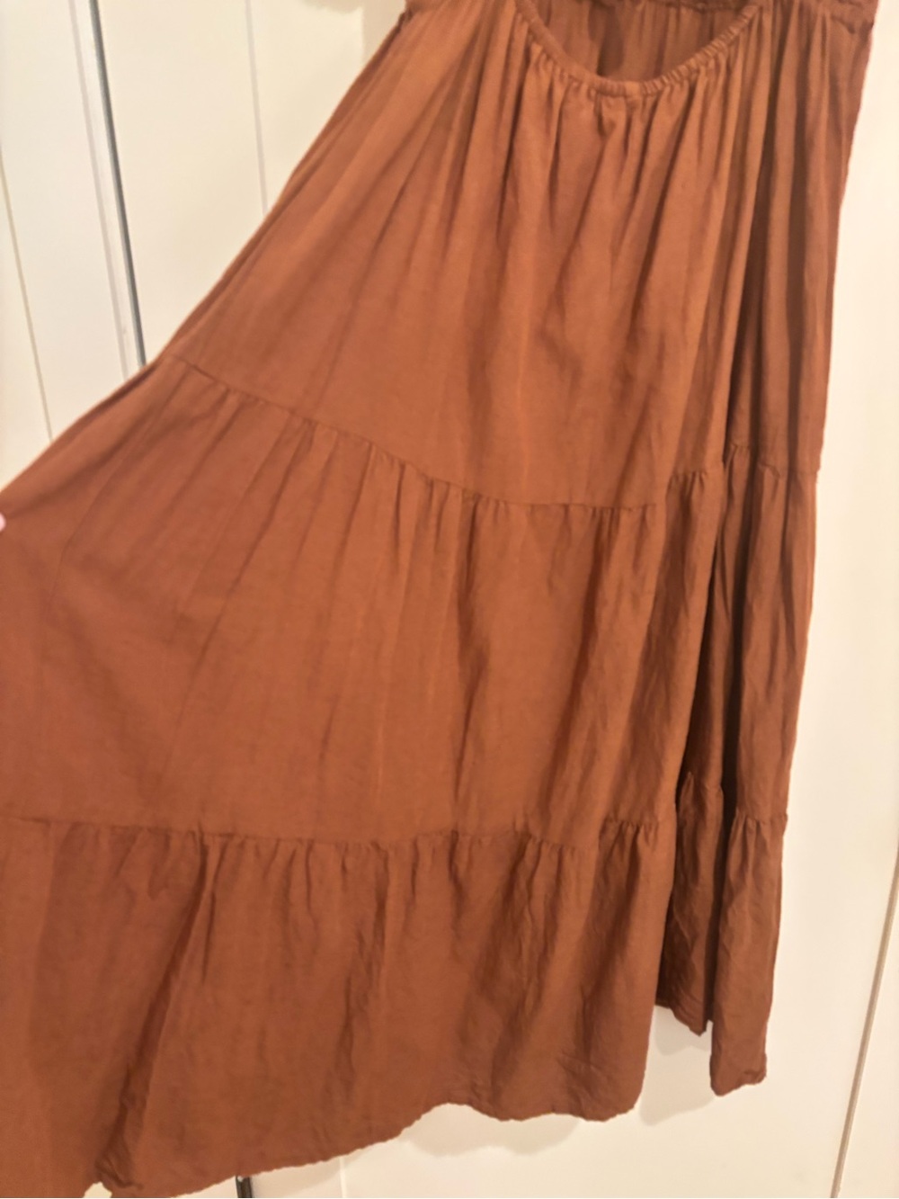 Women’s Brown Puff-Sleeve Dress L - Picture 5 of 7